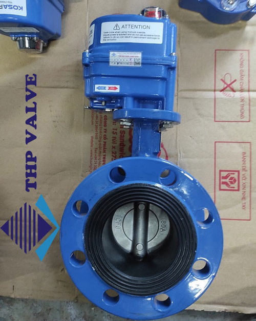 Van bướm gang hai mặt bích điều khiển bằng điện